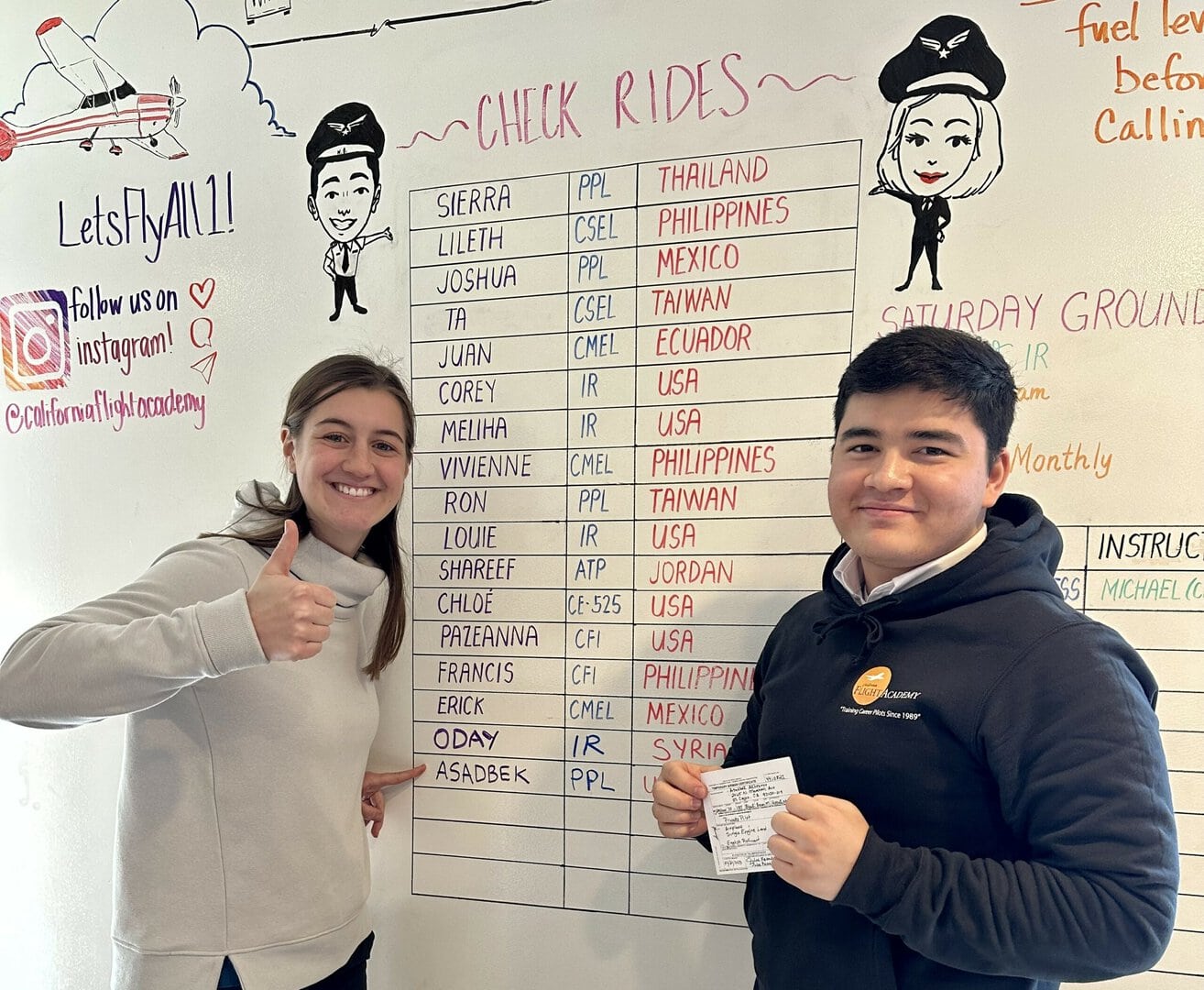 student passing checkride 2